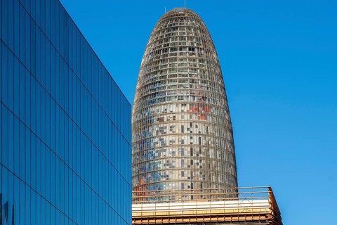The Glories Tower, formerly called Torre Agbar, in the Poblenou area of Barcelona in Spain