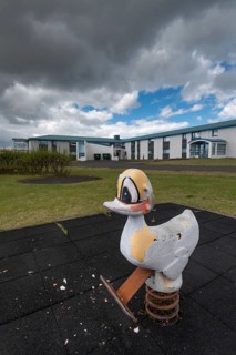 Playground and housing estate, Asbru, former U.S. Naval Air Station Keflavik, Reykjanes Peninsula,