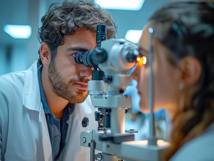 Examination at the ophthalmologist, prevention of poor eyesight, cataracts, blindness, retinal