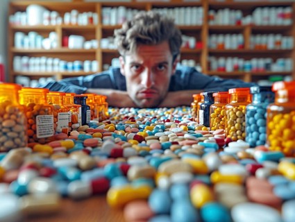 Production of pills and medicines, drug abuse, AI generated