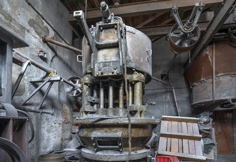Zinc powder production room in a metal powder mill, founded around 1900, Igensdorf, Upper