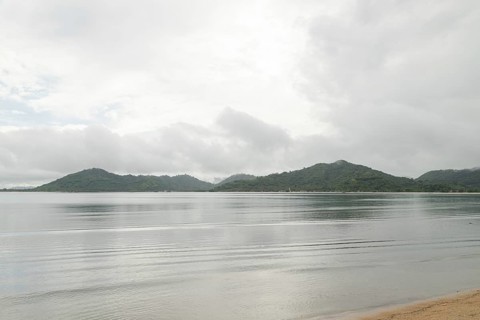 Lombok and Gili Air islands, overcast, cloudy day, sky and sea. Vacation, travel, tropics concept,