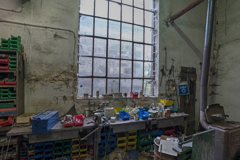Workshop of a metal powder mill, founded around 1900, Igensdorf, Upper Franconia, Bavaria, Germany,