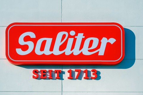 Lettering and logo, Saliter Milchwerk, Obergünzburg, Allgäu, Bavaria, Germany, Europe
