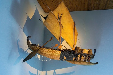 Two-masted South Sea sailing boat with outrigger, model, South Sea collection, Obergünzburg,