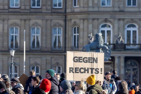 Against right-wing extremism, fascism and the AfD, large demonstration on Schlossplatz with 20, 000