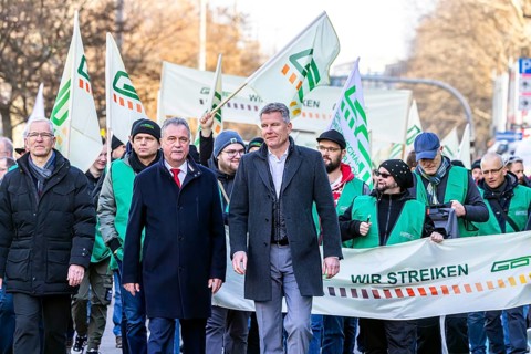 Strike of the train drivers' union GDL, Claus Weselsky, Federal Chairman of the GDL, leads the