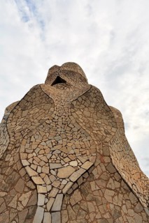 Artistically designed chimney, mosaic, view from below, museum, cultural centre, Casa Mila, Casa