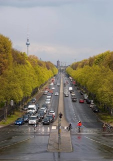 View of busy Berliner Straße, Straße des 17. Juni, federal roads B 2 and B 5, avenue, view from the