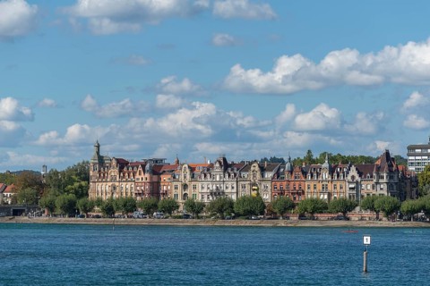 Constance on Lake Constance, row of houses, Art Nouveau style, Seestraße, Baden-Württemberg,