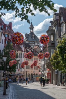 Constance on Lake Constance, Hussenstraße, Schnetztor, city gate, old town, pedestrian zone,