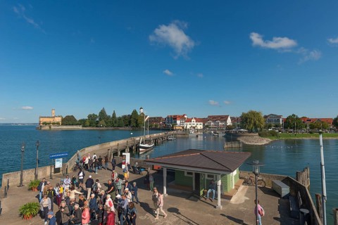 Langenargen on Lake Constance, jetty, Montfort Castle, Moorish architectural style, tower,