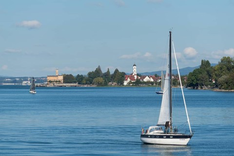 Langenargen on Lake Constance, townscape, Montfort Castle, Moorish architectural style, tower,