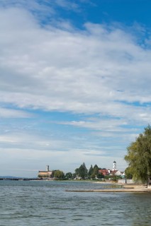Langenargen on Lake Constance, Montfort Castle, Moorish architectural style, tower, peninsula,