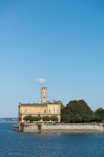 Langenargen on Lake Constance, Montfort Castle, Moorish architectural style, tower, peninsula,