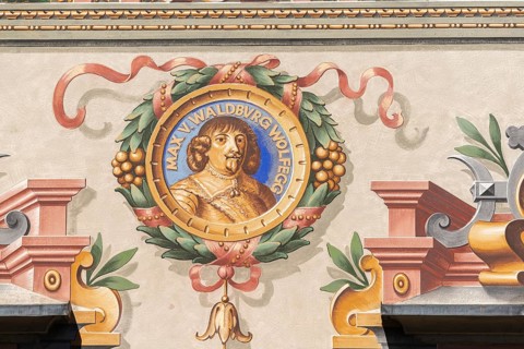 Lindau on Lake Constance, Town Hall, Renaissance style, Wall painting, portrait, Inscription, Max V