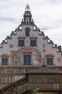 Lindau on Lake Constance, Old Town Hall, Staircase gable, Staircase, Roofing, Wall painting, Clock,