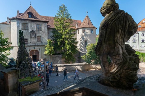 Meersburg on Lake Constance, Old Castle, residential castle, tourists, Baden-Württemberg, Germany,
