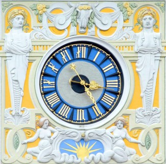 Clock on the tower of the Müllerschen Volksbad, Art Nouveau, Jugendstil, built in 1901, Munich,