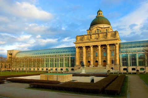 The Bayerische Staatskanzlei west façade, Munich, Bavaria, Germany, Europe