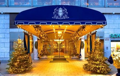 Entrance to the old Hotel Königshof on Stachus now replaced by a modern luxury hotel building with