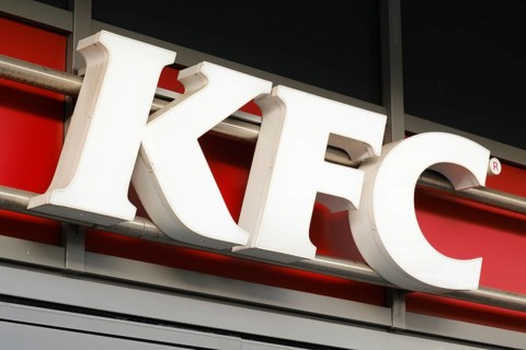 KFC, Kentucky Fried Chicken, fast-food restaurant, fast-food company, facade with sign and logo,