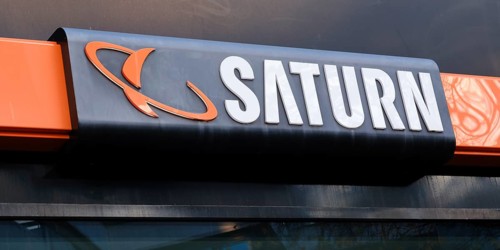 Saturn, electronics shop, facade with sign and logo, Wuppertal, North Rhine-Westphalia, Germany,