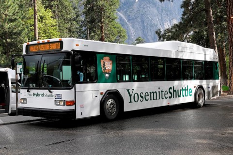 Shuttle bus in Yosemite National Park, California, USA, North America