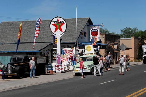 Western town in Seligman on historic Route 66 in the Wild West. Seligman, Arizona, USA, North