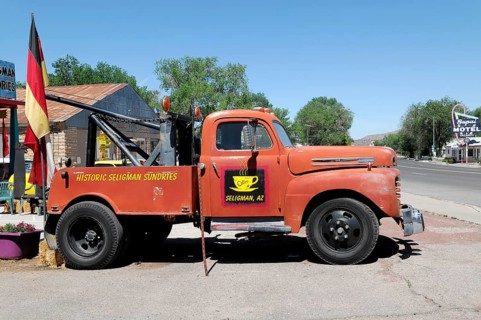 Western town in Seligman on historic Route 66 in the Wild West. Seligman, Arizona, USA, North