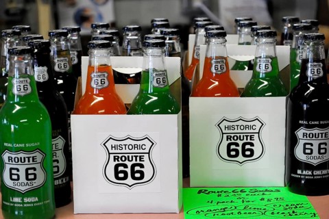Drinks, western town in Seligman on the historic Route 66 in the wild west. Seligman, Arizona, USA,