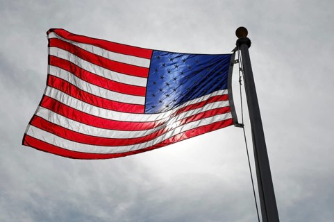 Flag of the USA, Joshua Tree National Park, Palm Desert, Southern California, USA, North America