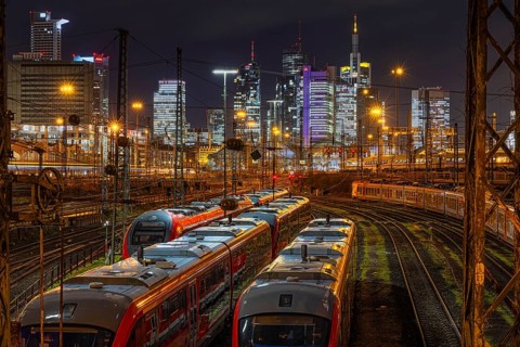 Several trains are out of service outside Frankfurt am Main Central Station. The German Train