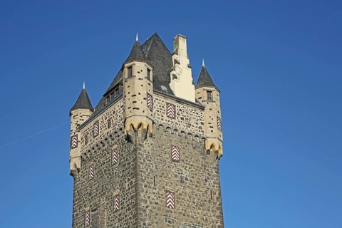 Historic upper gate, town gate, defence defence tower, spire, Mayen, Vulkaneifel, Eifel,