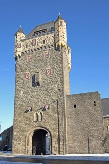 Historic upper gate, town gate, defence defence tower, Mayen, Vulkaneifel, Eifel,