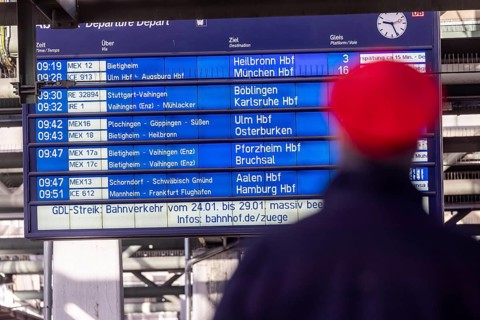 Strike by the train drivers' union GDL. Around 20 per cent of regular trains are running according