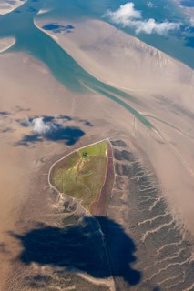 Hallig Südfall, biotope, groyne, tide, low tide, tides, house, Hallig, coastal protection,