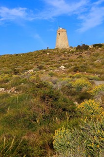Torre Vigia de los Lobos watchtower, Rodalquilar, Cabo de Gata natural park, Almeria, Spain, Europe
