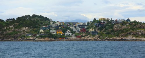 Traditional houses in coastal town of Kristiansund, Romsdal county, Norway, Europe
