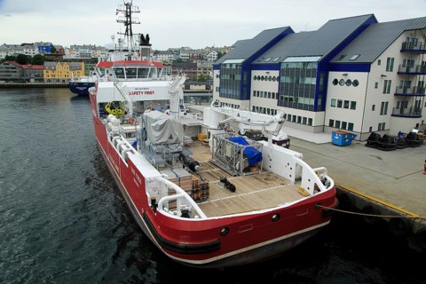 Thor Frigg research survey ship in harbour at Kristiansund, Romsdal county, Norway, Europe