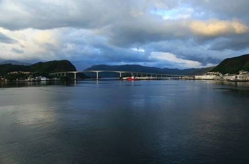 Large concrete road bridge, Nordsund Bridge, Kristiansund, Romsdal county, Norway, Europe