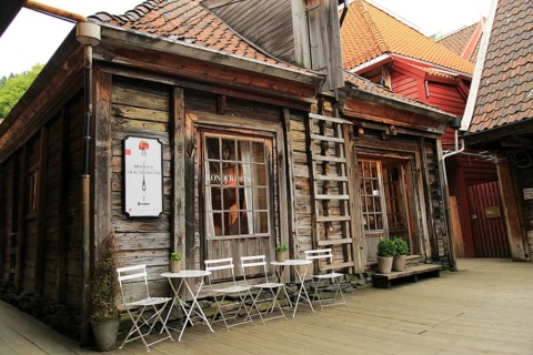 Historic Hanseatic League wooden buildings Bryggen area, Bergen, Norway UNESCO World Cultural