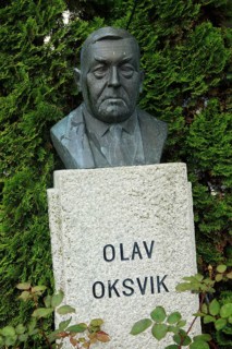 Bust of Norwegian politician Olav Oksvik, Molde, Romsdal county, Norway, Europe