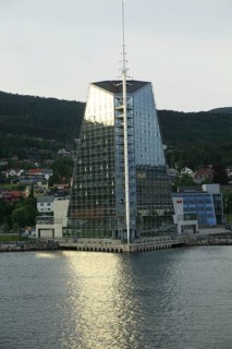 Modern architecture sixteen storey Rica Seilet Hotel, Molde, Romsdal county, Norway built 2002
