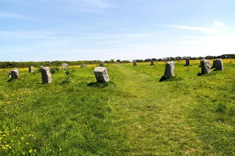 The Merry Maidens prehistoric stone circle, St Buryan, Cornwall, England, UK