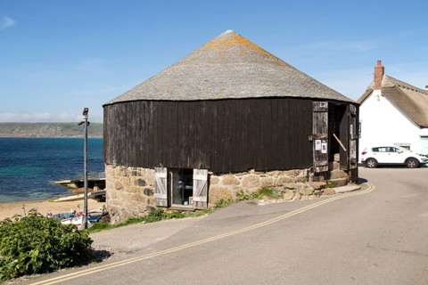 The Round House and Capstan gallery, Sennen Cove, Cornwall, England, UK