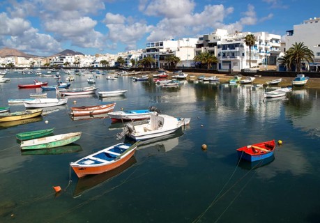 Boats in the harbour Charco de San Ginés, Arrecife, Lanzarote, Canary Islands, Spain, Europe