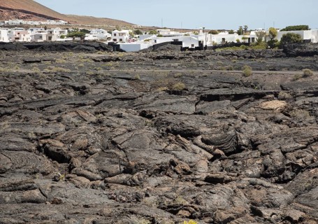 Solidified pahoehoe or ropey lava field, Tahiche village, Lanzarote, Canary Islands, Spain, Europe