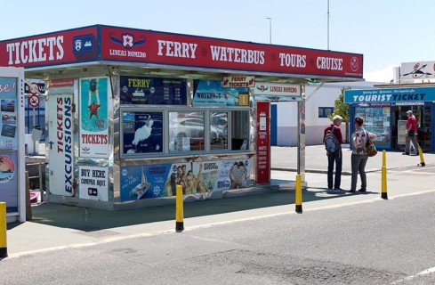 Tourist ticket office for ferries, trips, tours, Playa Blanca, Lanzarote, Canary Islands, Spain,
