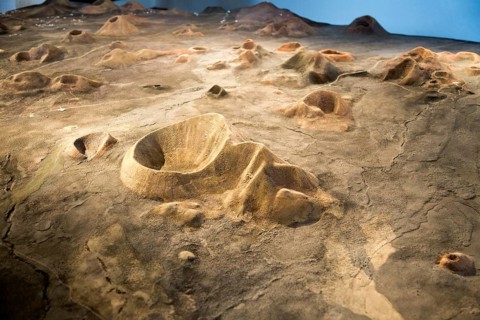 Model map of volcanoes at Timanfaya Volcano Interpretation and Visitors' Centre, Lanzarote, Canary